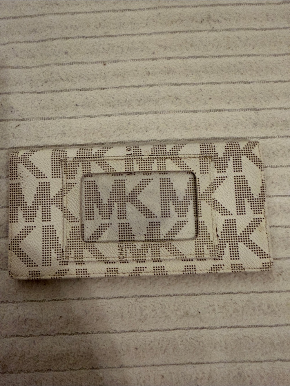 Michael Kors Beige and Brown MK Logo Continental Wallet/ checkbook holder .